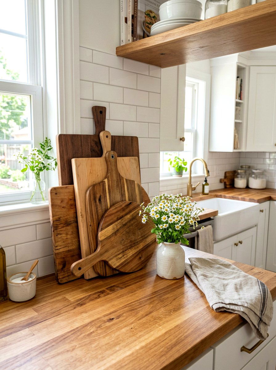 Layered Wooden Cutting Boards - 25 Spring Cutting Board Decor Ideas