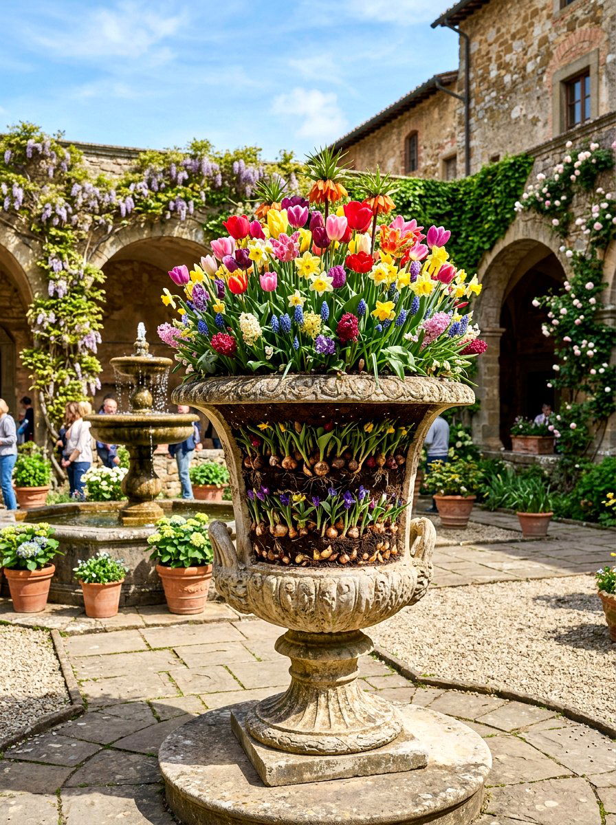 Layered bulb planter - 25 Spring Container Garden Ideas