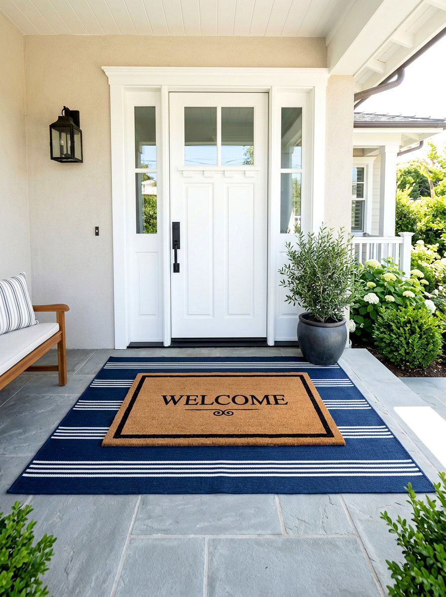Layered outdoor mat - 25 Spring Porch Corner Decor Ideas