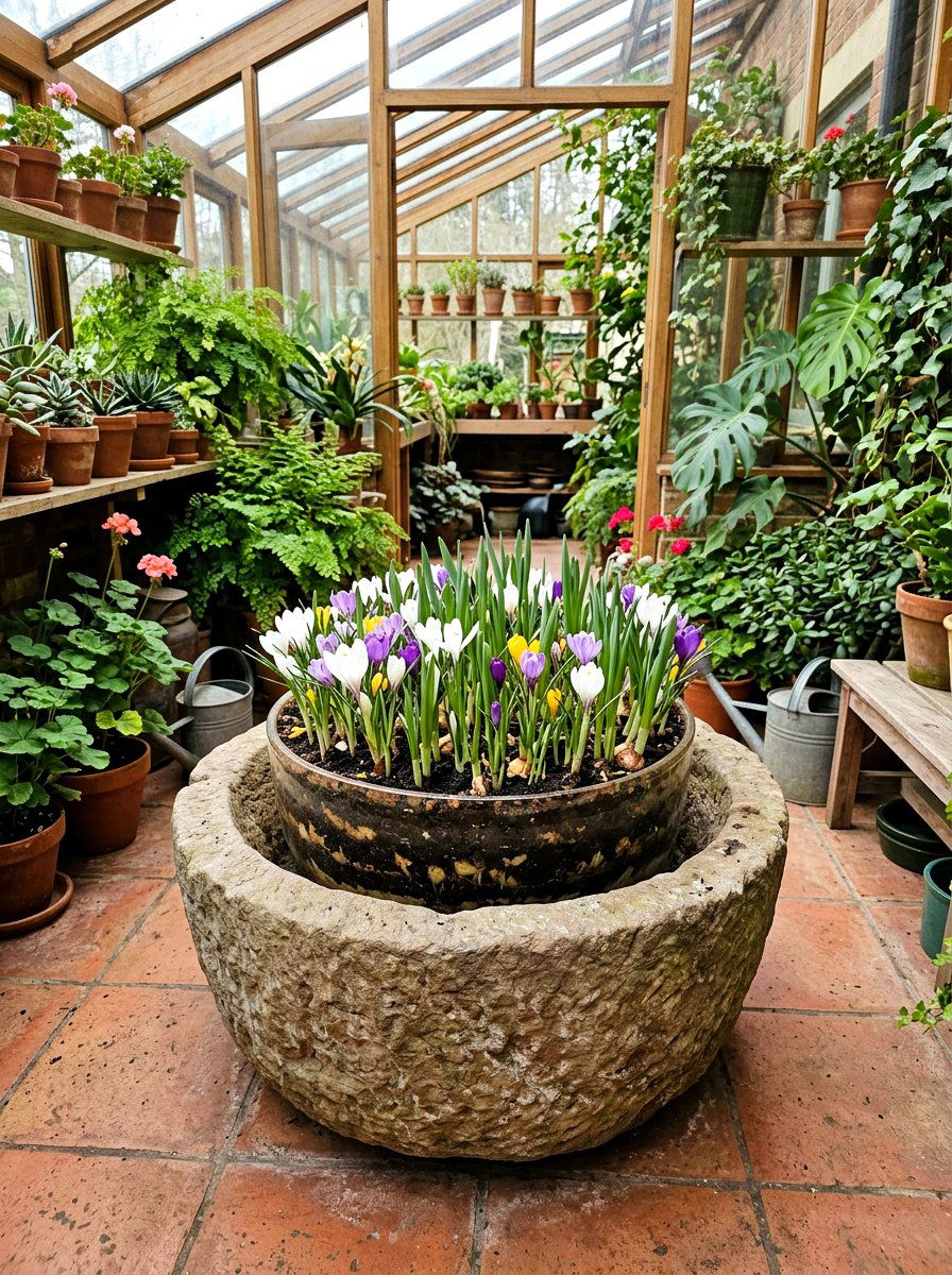 Layered spring bulb bowl - 25 Spring Crocus Bowl Ideas