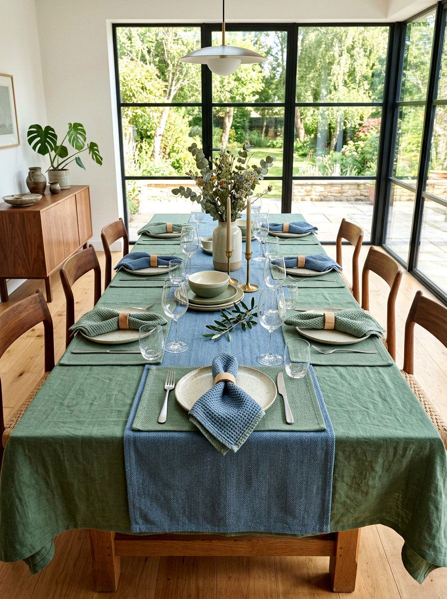 Layered textile table setting - 25 Spring Mother's Day Table Ideas