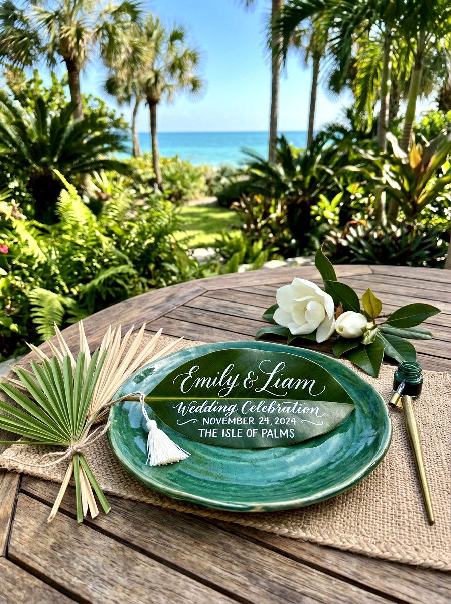 Leaf Calligraphy Tag - 25 Spring Name Tag Ideas