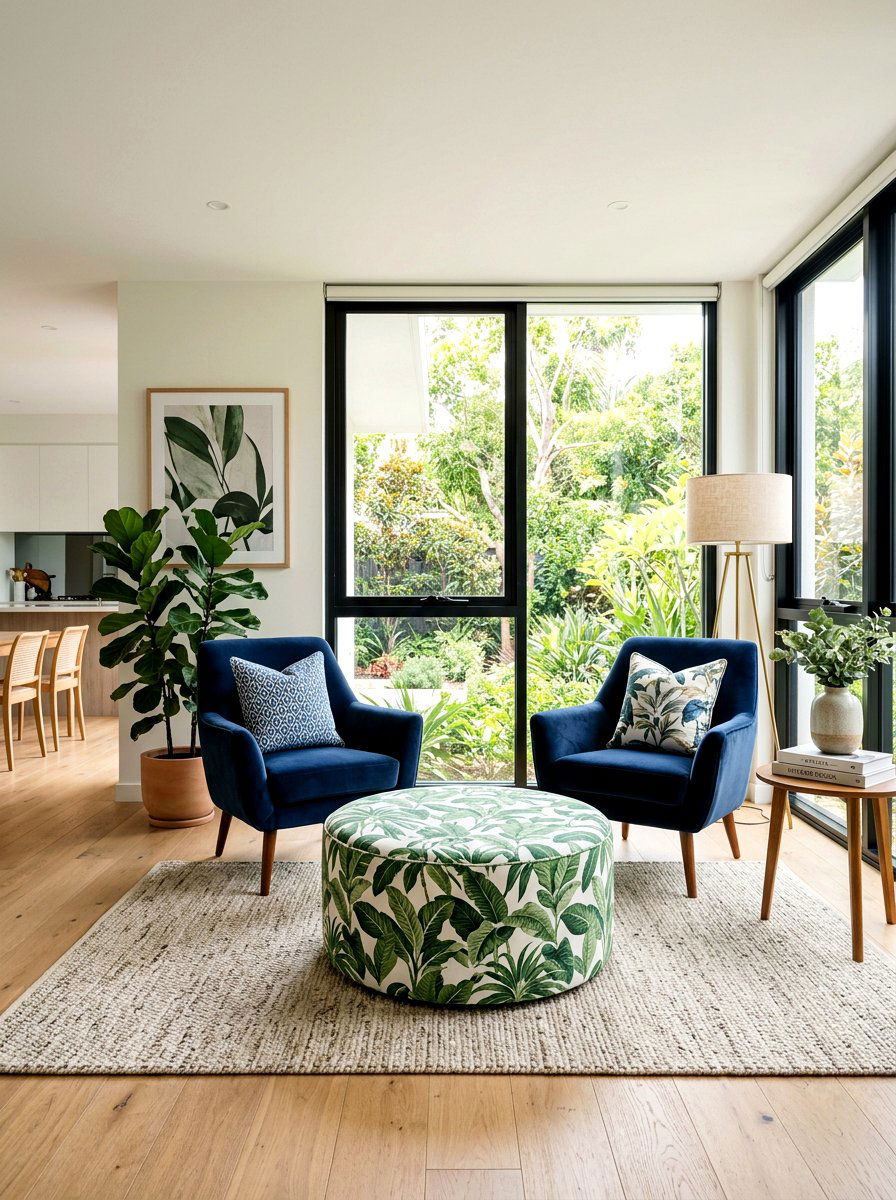 Leaf Pattern Ottoman - 25 Spring Botanical Print Decor Ideas