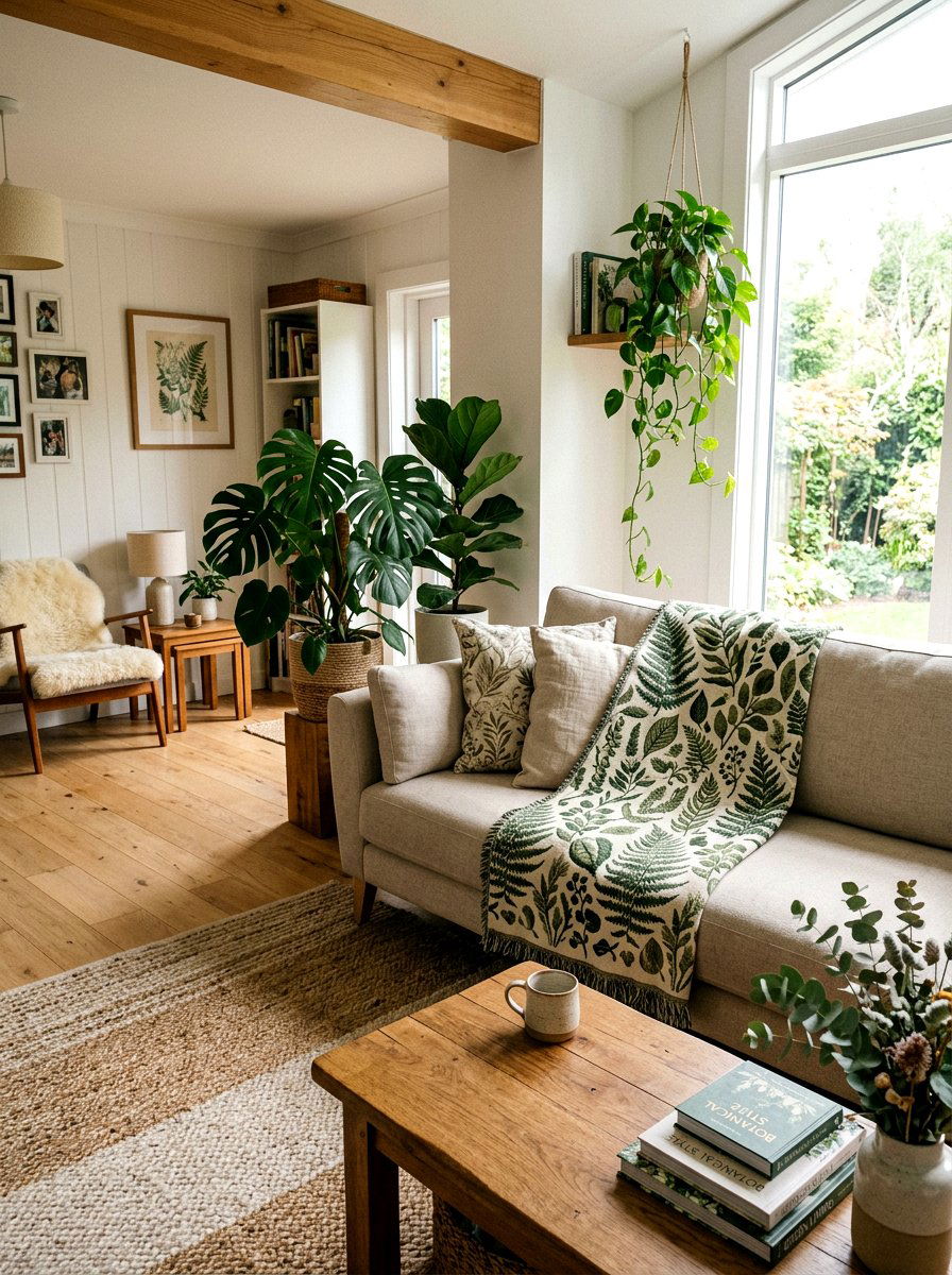 Leaf Print Blanket - 25 Spring Botanical Print Decor Ideas