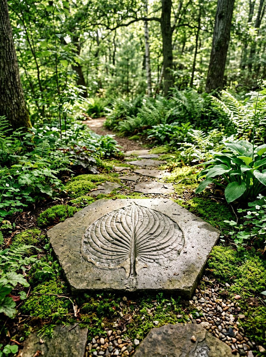 Leaf Print Concrete Paver - 25 Spring Stepping Stone Decor Ideas