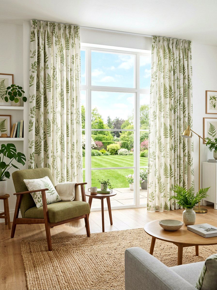 Leaf Print Curtain - 25 Spring Botanical Print Decor Ideas