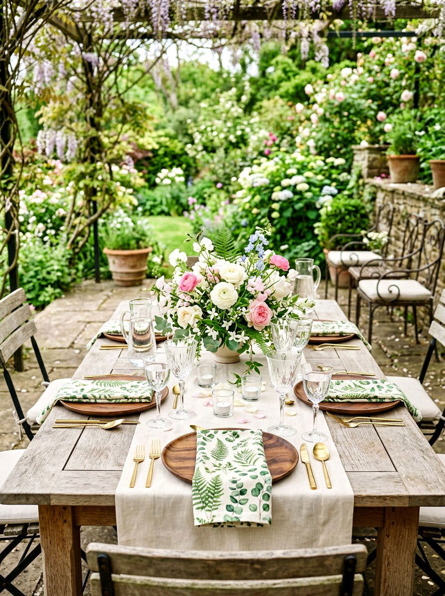 Leaf Print Fabric Napkins - 25 Spring Stamped Decor Ideas