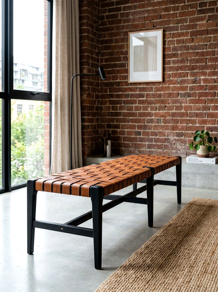 Leather Strap Bench - 25 Spring Bedroom Bench Ideas