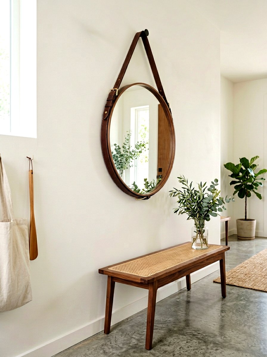 Leather Strap Mirror - 25 Spring Foyer Mirror Ideas