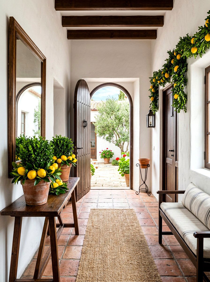 Lemon And Boxwood - 25 Spring Stair Railing Decor Ideas