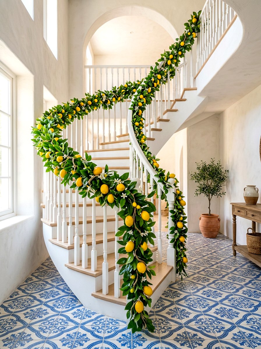 Lemon And Leaf Garland - 25 Spring Banister Garland Ideas