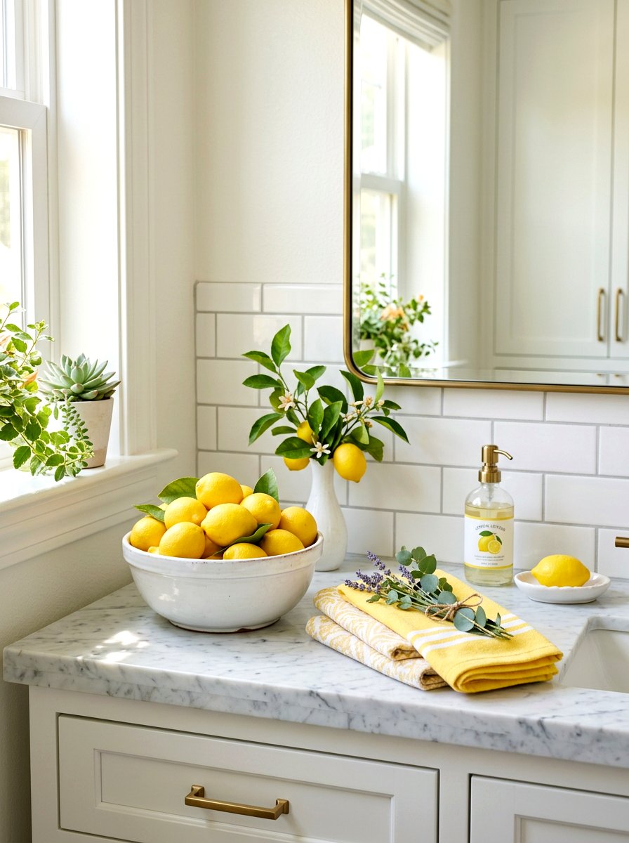 Lemon Bathroom Decor - 25 Spring Bathroom Counter Decor Ideas