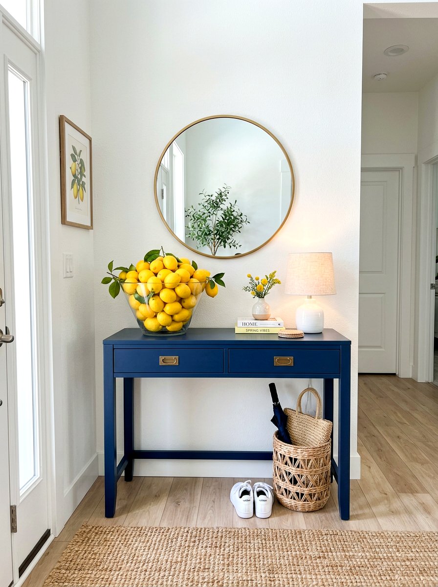 Lemon Bowl Entryway Decor - 25 Spring Entry Table Arrangement Ideas