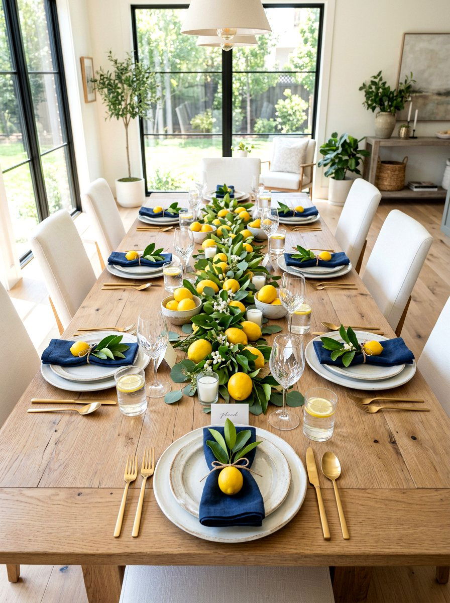 Lemon Centerpiece Table - 25 Spring Table Arrangement Ideas