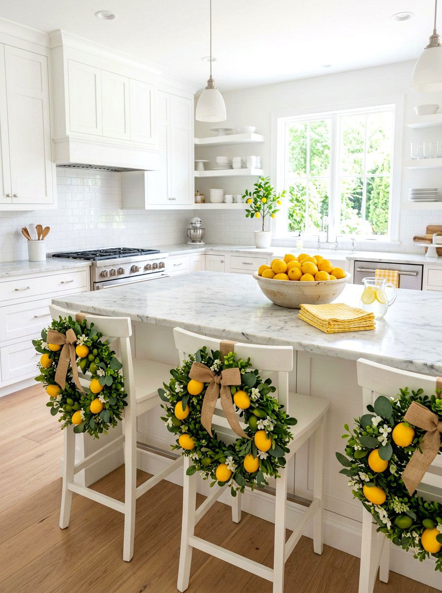 Lemon Chair Wreath - 25 Spring Chair Back Wreath Ideas