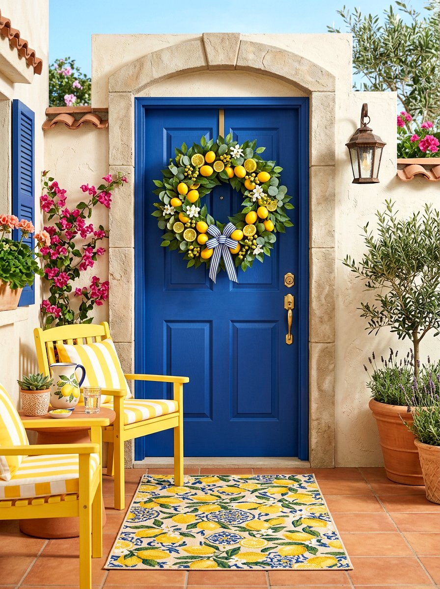 Lemon Citrus Front Door - 25 Spring DIY Wreath Ideas