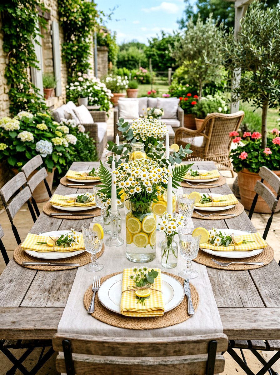 Lemon Daisy Table Decor - 25 Spring Baby Shower Decor Ideas