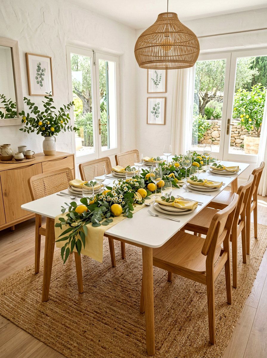 Lemon Eucalyptus Decor - 25 Spring Dinner Party Table Ideas