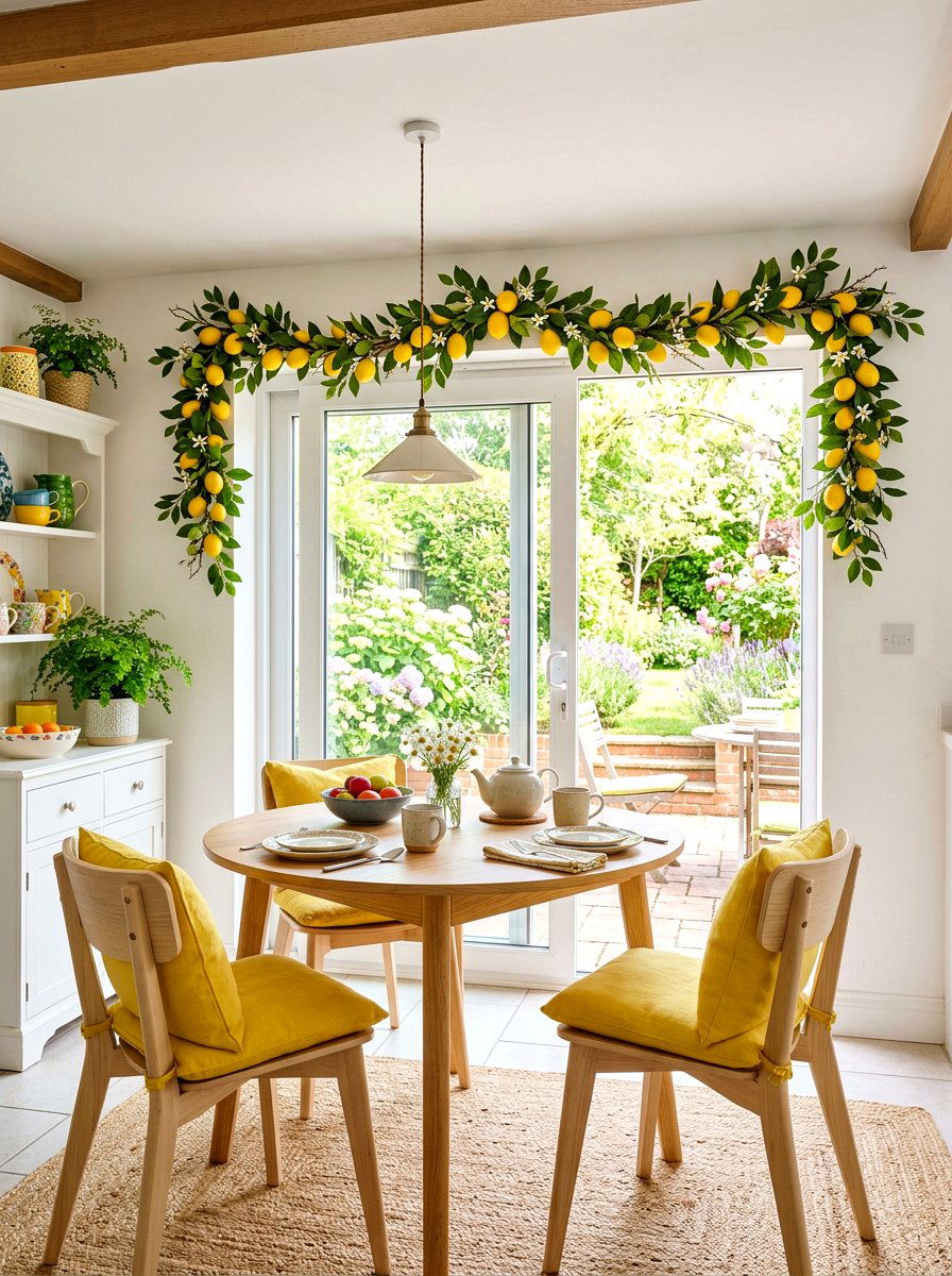 Lemon Garland For Sliding Door - 25 Spring Sliding Door Decor Ideas