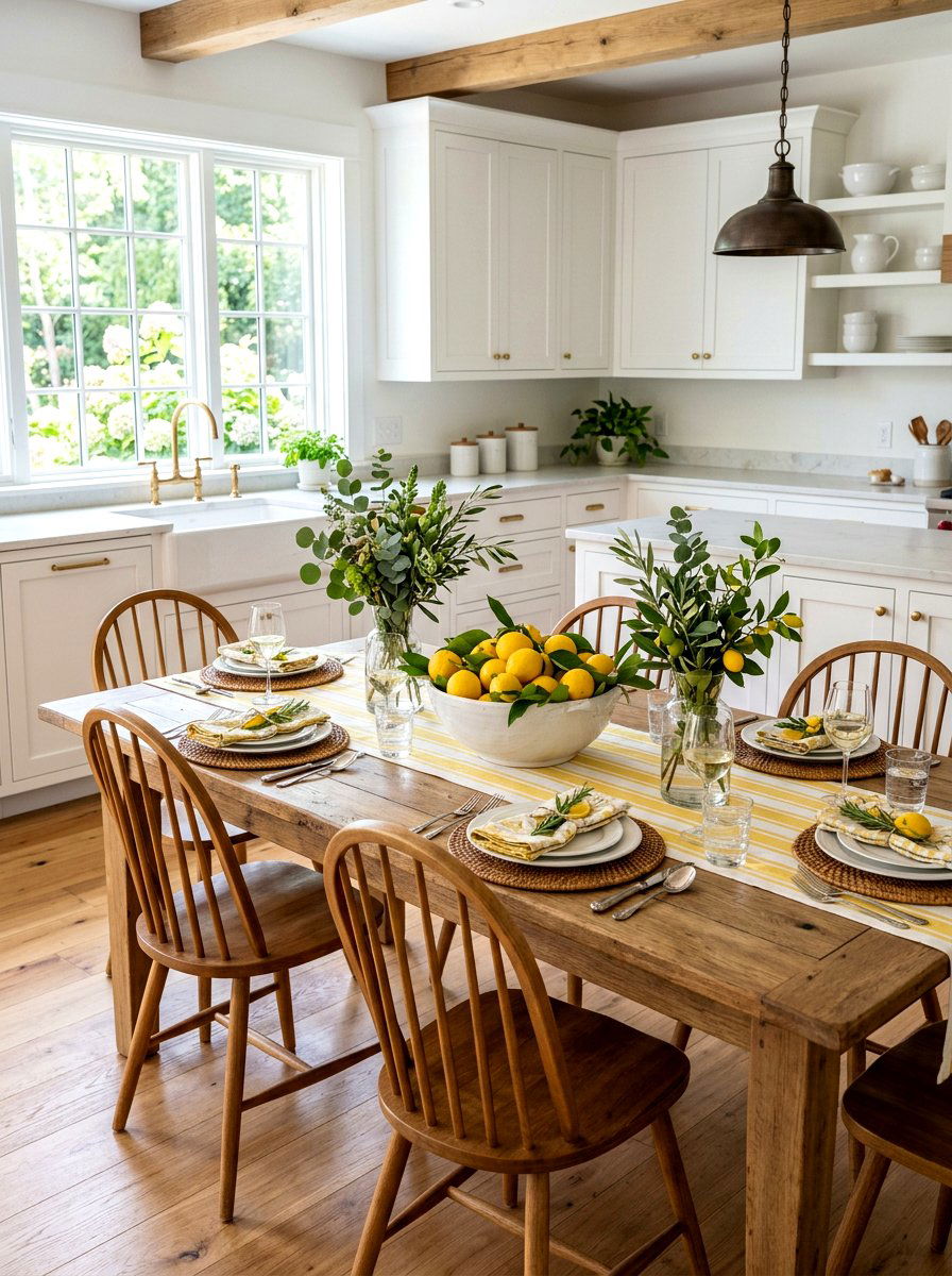 Lemon Kitchen Table Centerpiece - 25 Spring Citrus Decor Ideas