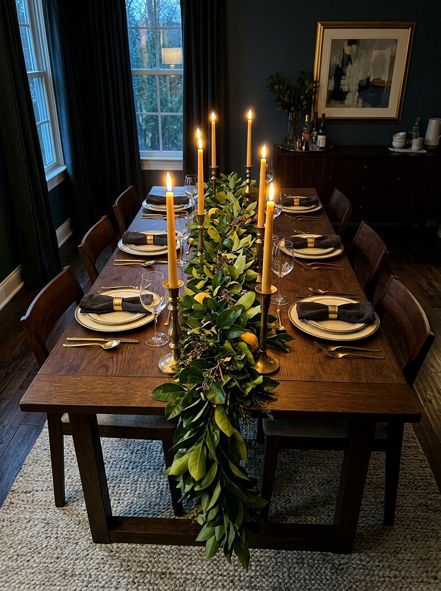 Lemon Leaf Garland - 25 Spring Greenery Centerpiece Ideas