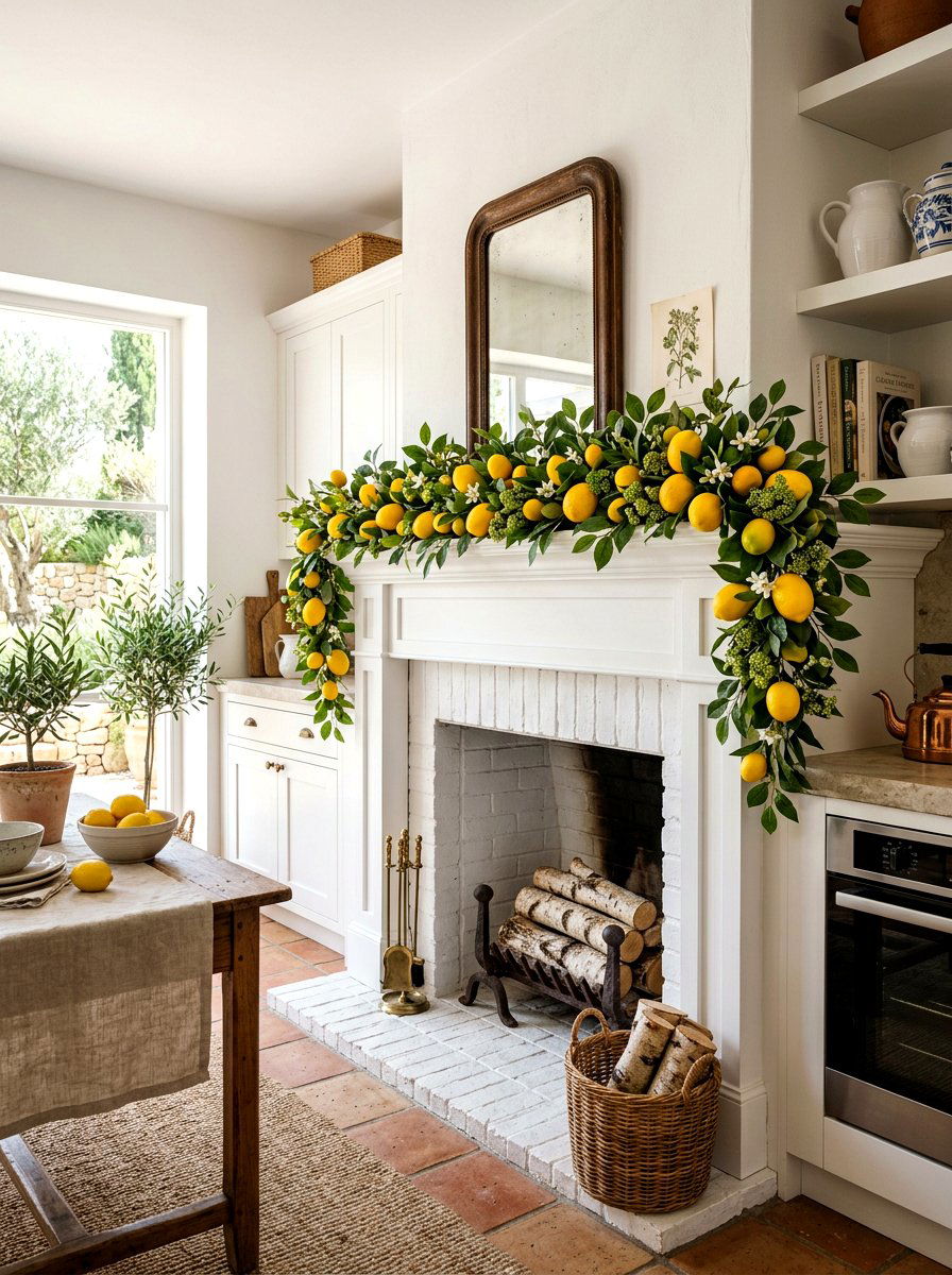 Lemon Mantel Garland - 25 Spring Mantel Garland Ideas