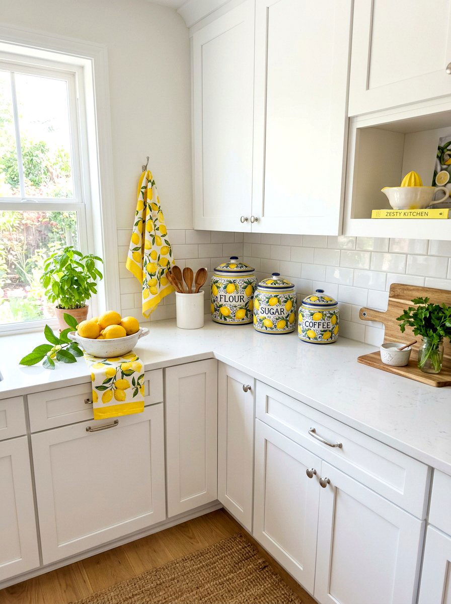 Lemon Pattern Jars - 25 Spring Kitchen Canisters Ideas