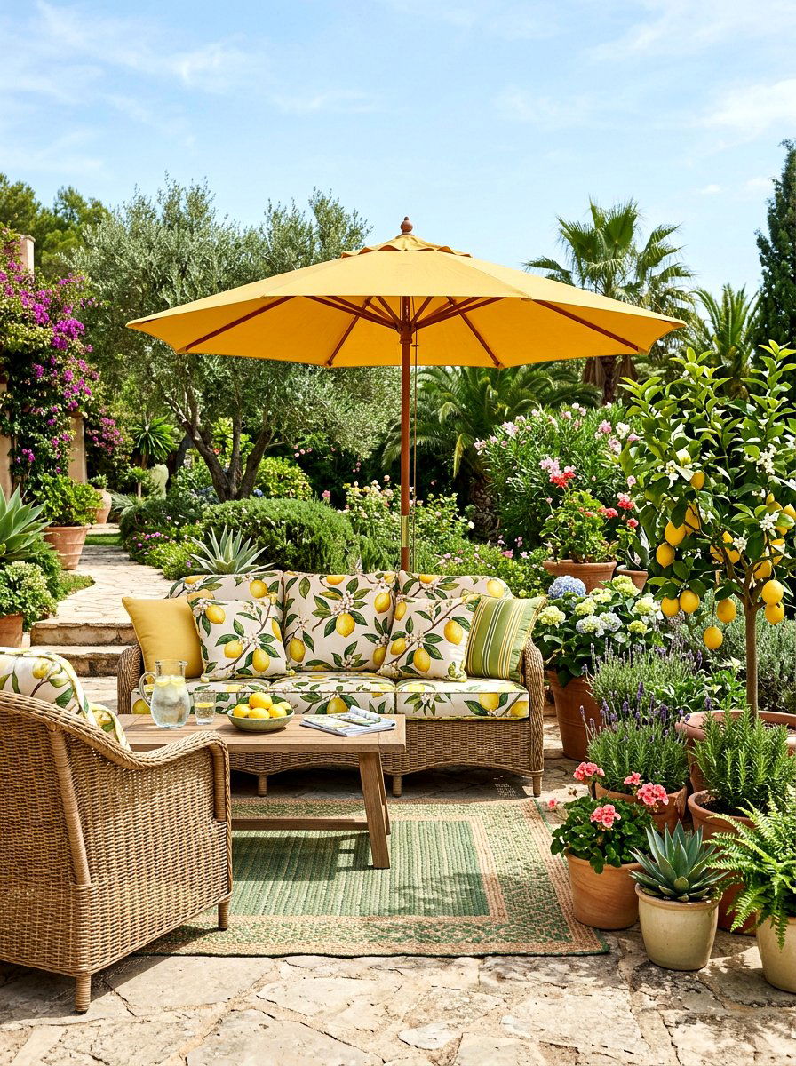 Lemon Pattern Outdoor Furniture - 25 Spring Citrus Decor Ideas