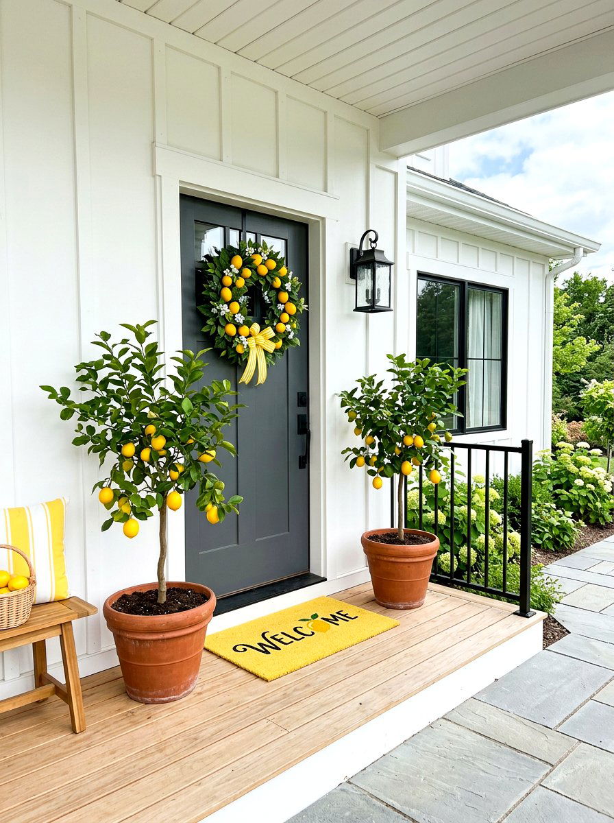 Lemon Porch Decor - 25 Spring Front Door Decor Ideas