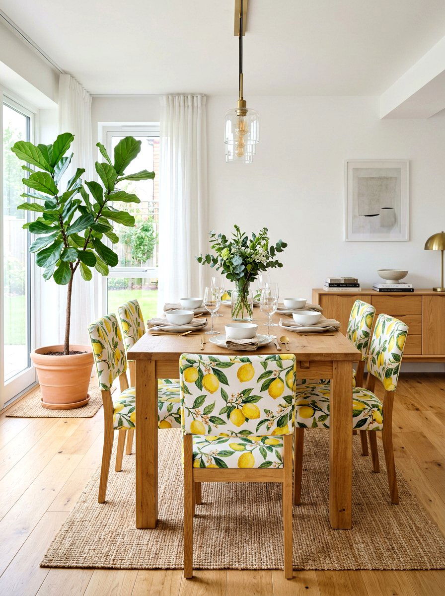 Lemon Print Dining Chairs - 25 Spring Citrus Decor Ideas