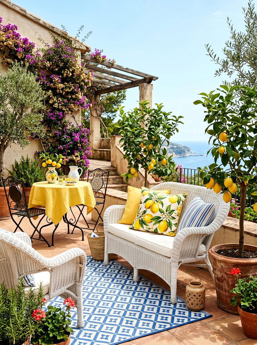 Lemon Print Outdoor Pillow - 25 Spring Porch Pillow Ideas