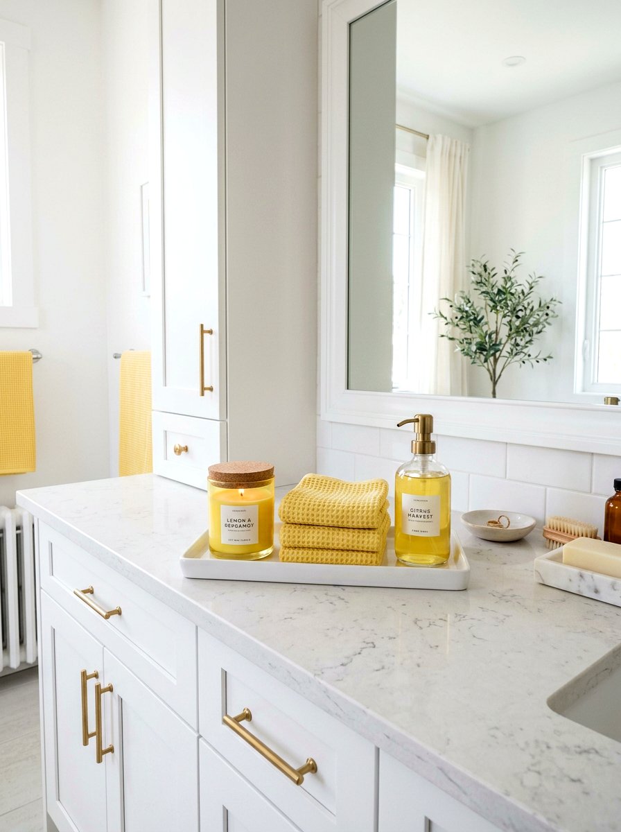 Lemon Scented Candle - 25 Spring Bathroom Tray Ideas