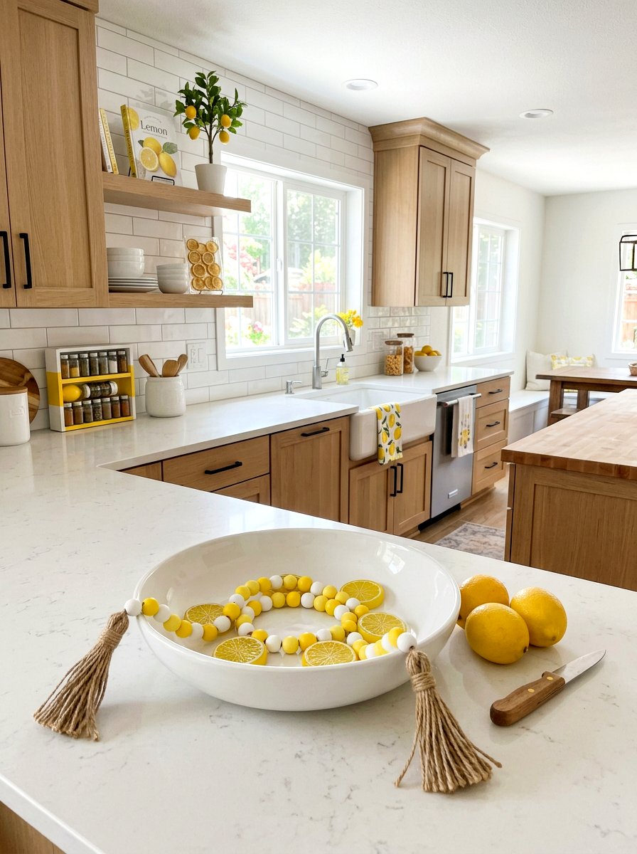 Lemon Slice Wood Bead Garland - 25 Spring Bead Garland Ideas