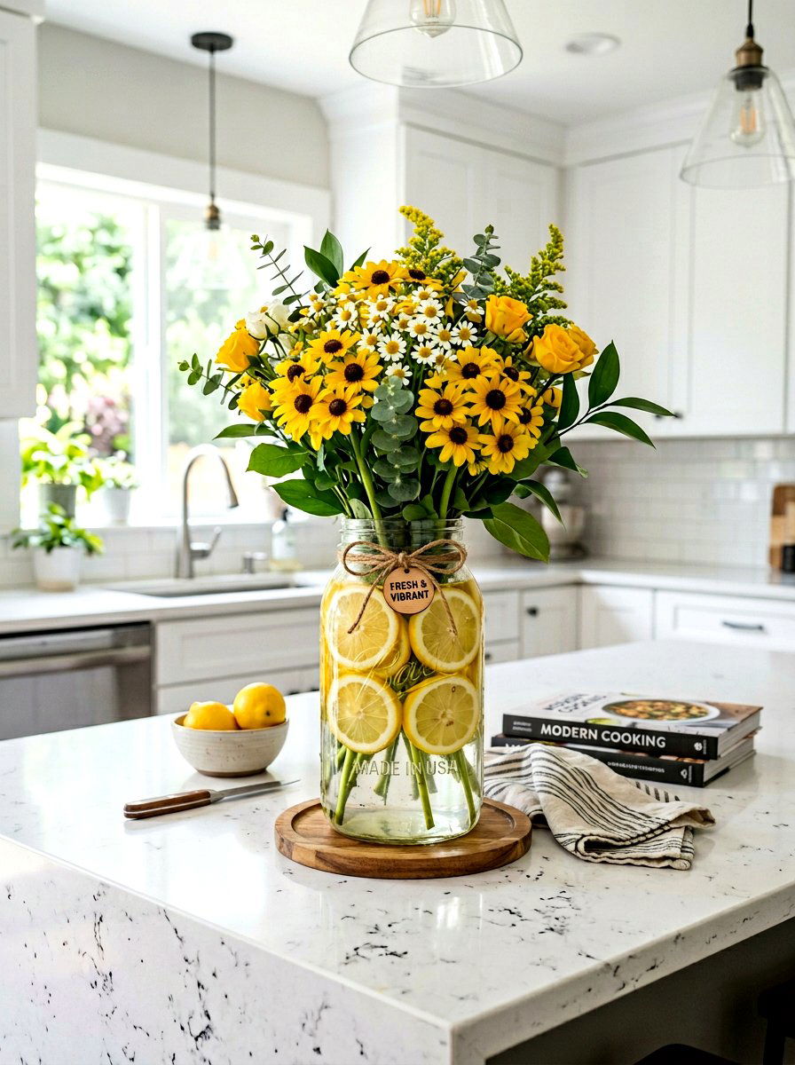 Lemon Slices Mason Jar - 25 Spring Mason Jar Centerpiece Ideas