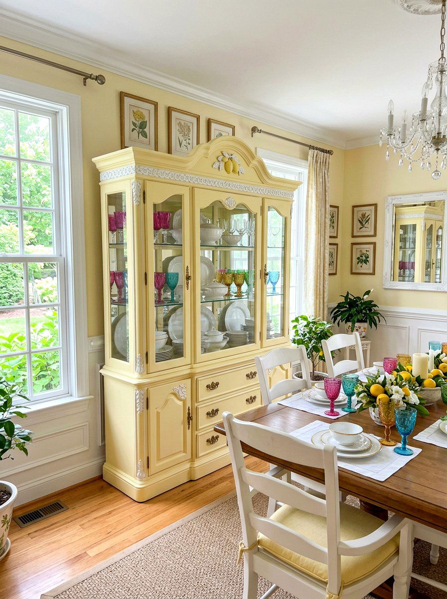 Lemon Sorbet China Cabinet - 25 Spring Painted Furniture Ideas