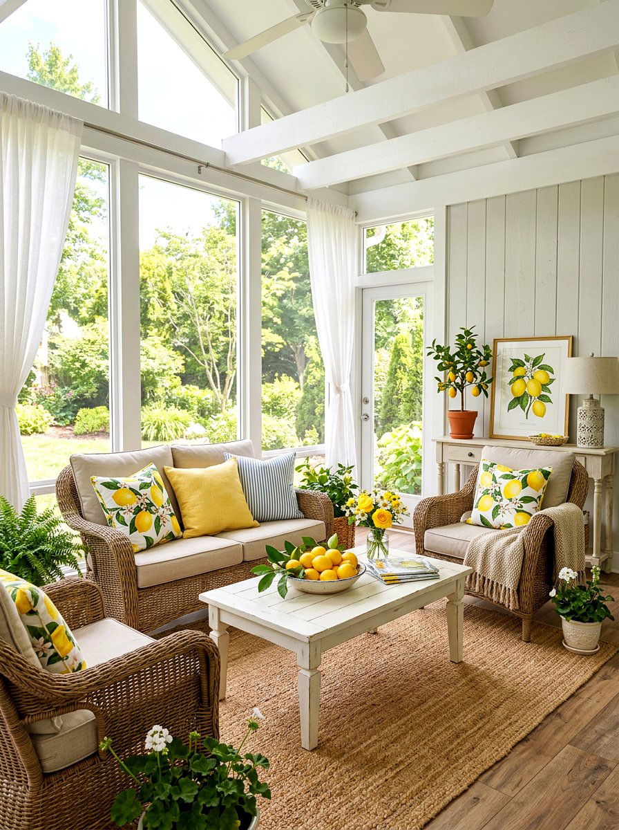 Lemon Theme Decor - 25 Spring Three Season Room Decor Ideas