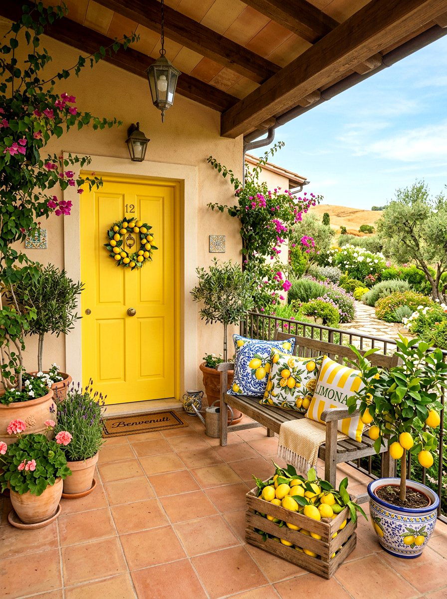 Lemon Theme Porch - 25 Spring DIY Porch Decor Ideas
