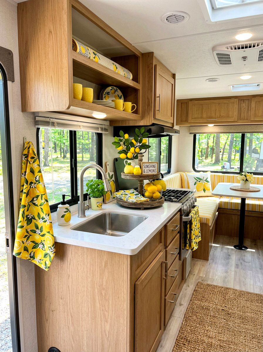 Lemon Theme RV Decor - 25 Spring RV Decor Ideas