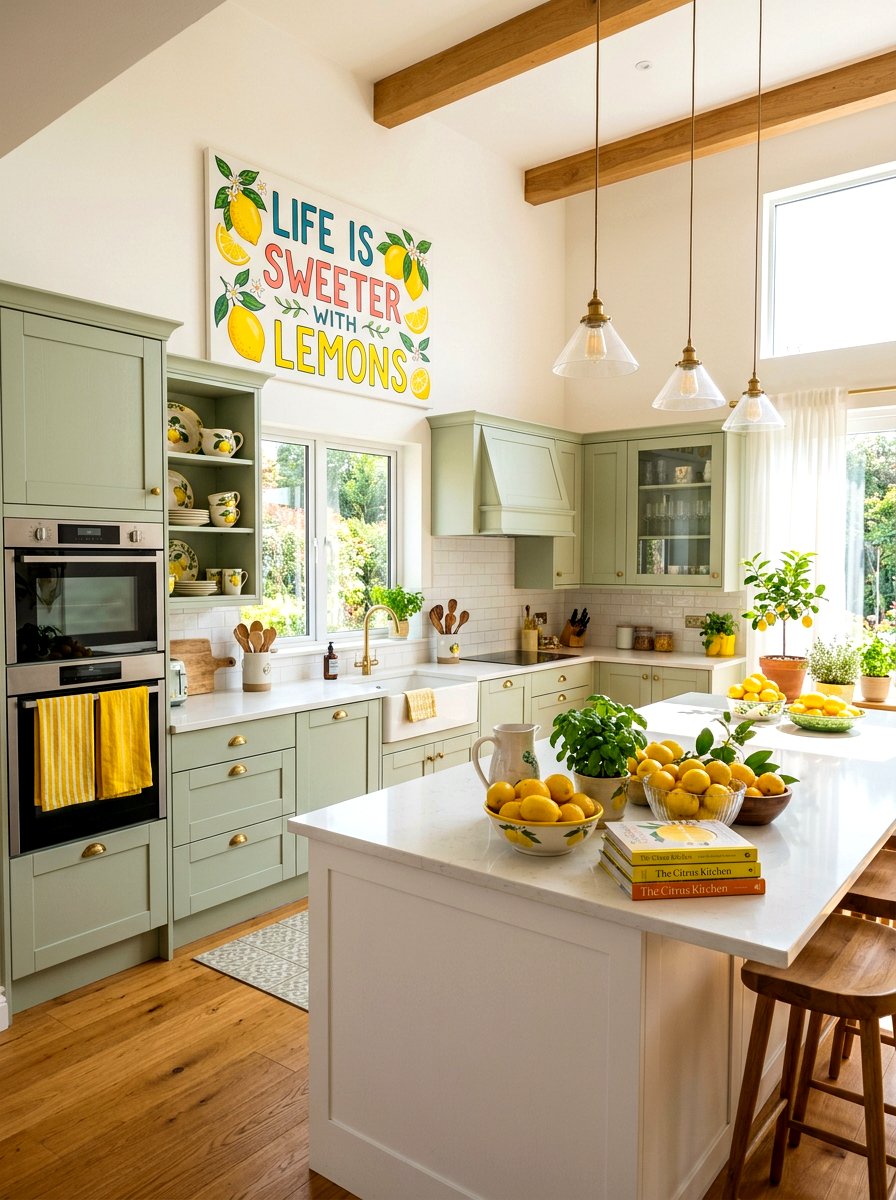 Lemon Themed Kitchen - 25 Spring Kitchen Sign Ideas