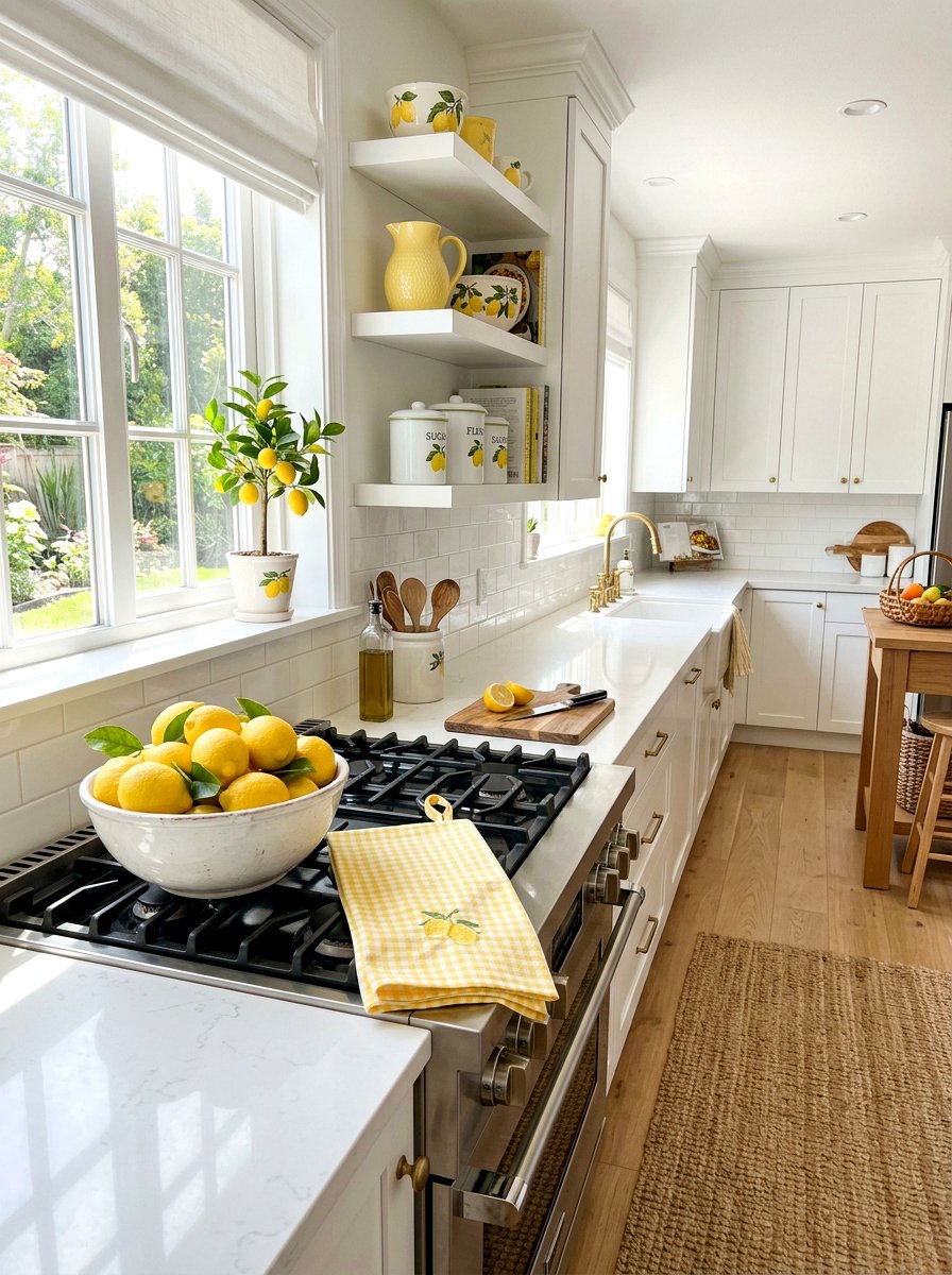 Lemon Themed Stove Area - 25 Spring Stove Decor Ideas