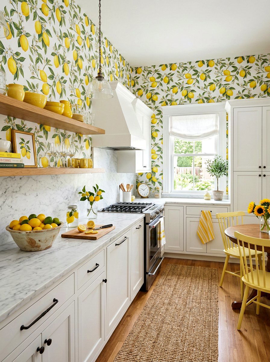 Lemon Wallpaper Kitchen - 25 Spring Wallpaper Ideas