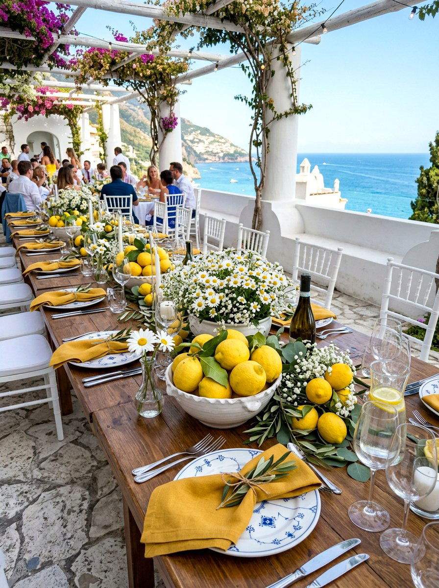 Lemon Wedding Centerpiece - 25 Spring Wedding Table Decor Ideas