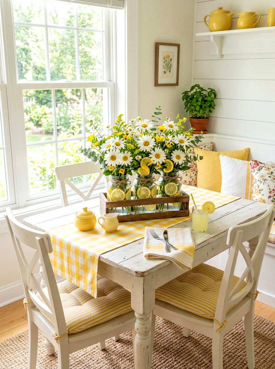 Lemon and daisy floral arrangement - 25 Spring Lemon Centerpiece Ideas