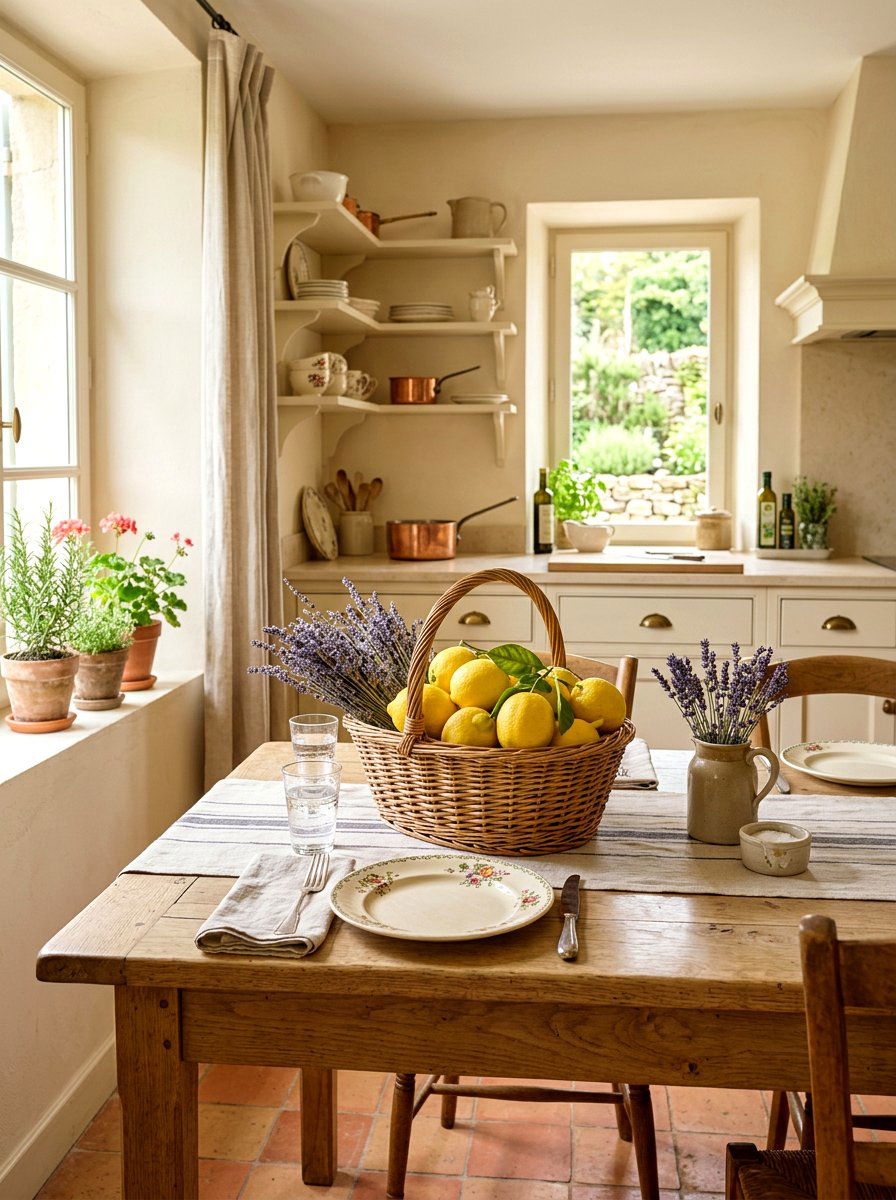 Lemon and lavender kitchen table - 25 Spring Lemon Centerpiece Ideas