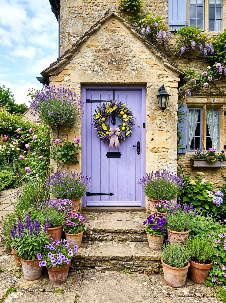 Lemon and lavender wreath - 25 Spring Lemon Wreath Ideas