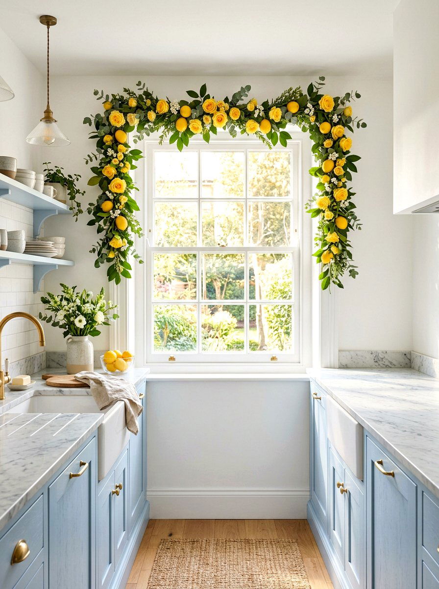 Lemon and yellow rose garland - 25 Spring Flower Garland Ideas