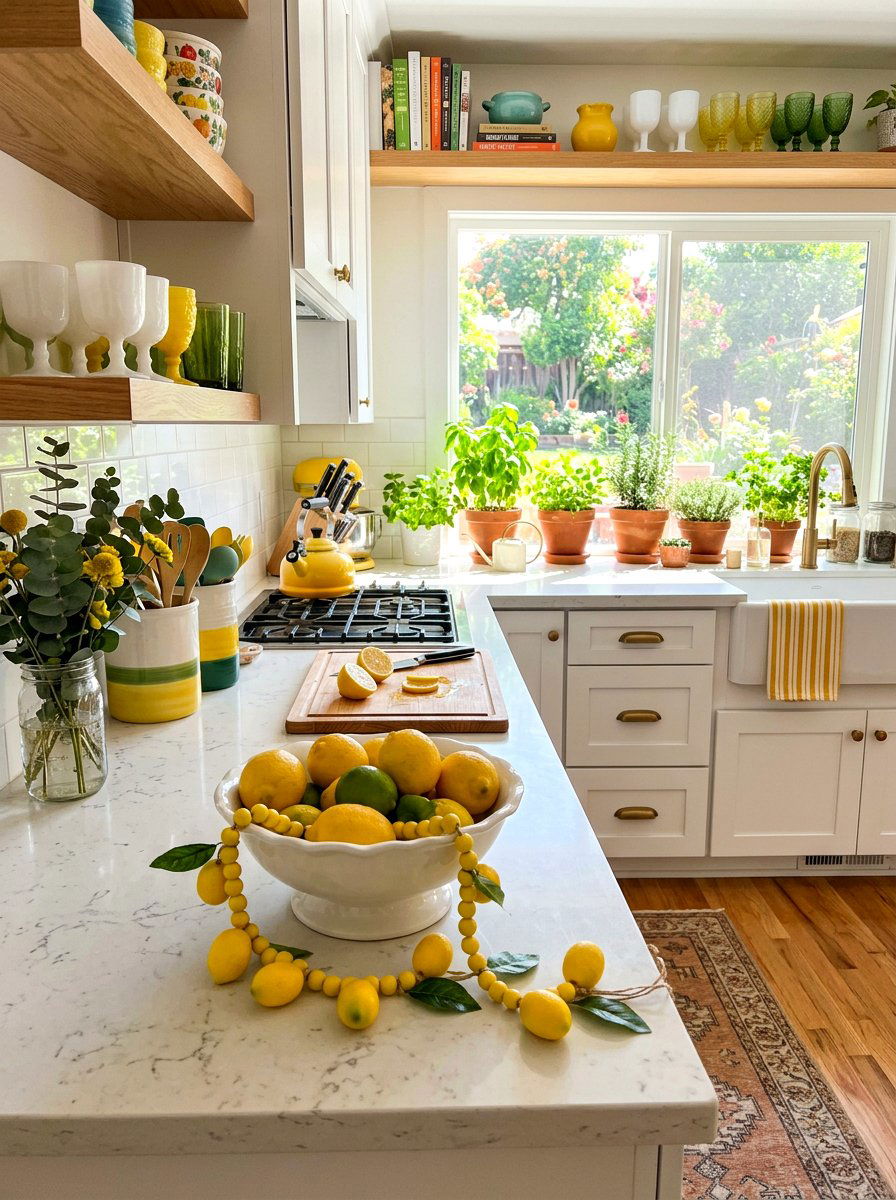 Lemon bead garland - 25 Spring Wooden Bead Garland Ideas