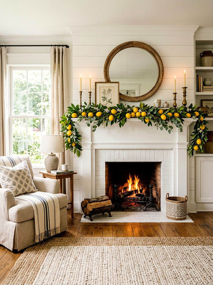 Lemon garland for mantel - 25 Spring Lemon Decor Ideas