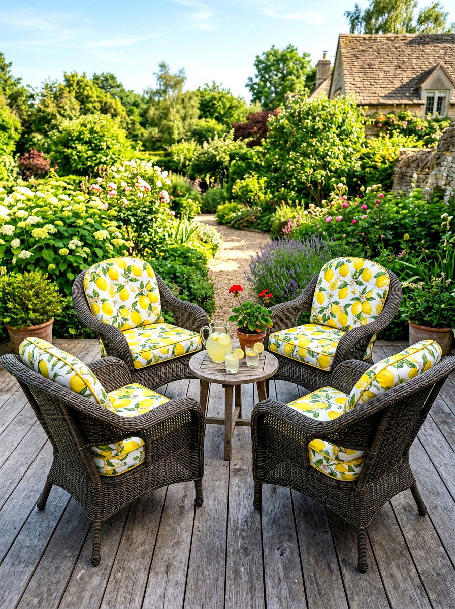 Lemon patio chair cushions - 25 Spring Lemon Decor Ideas