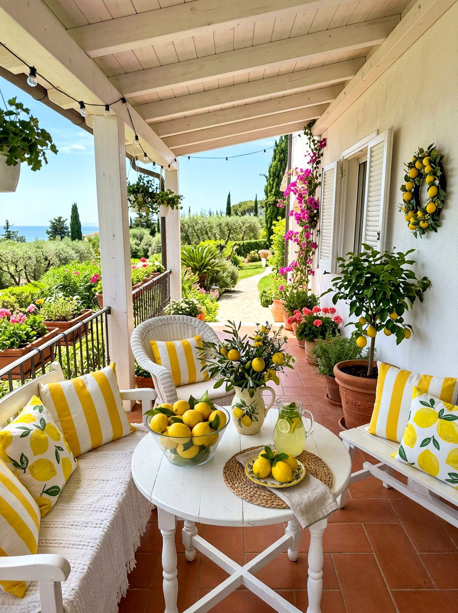 Lemon porch decor - 25 Spring Porch Table Decor Ideas